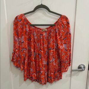 Democracy Red Floral Blouse